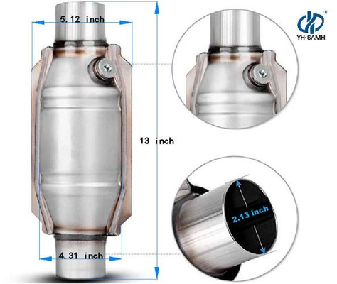 2.13" Inlet Outlet 3 Way Universal Catalytic Converter OBD I OBD-II